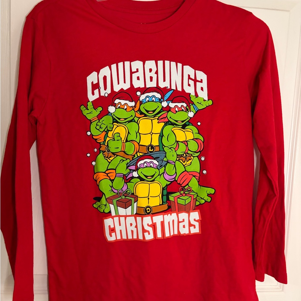 Nickelodeon Red Cowabunga Christmas Teenage Mutant Ninja Turtles Long-Sleeve Tee